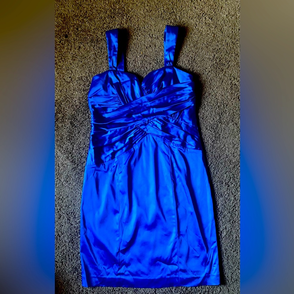 Calvin Klein Royal Blue Crossover Front Cocktail Dress